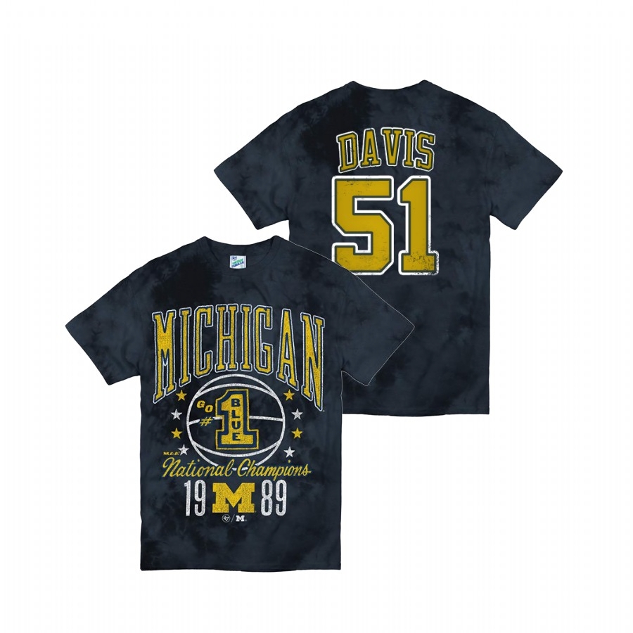 Michigan Wolverines Men's NCAA Austin Davis #51 Navy Tie Dye Vintage Tubular Retro Tie-Dye College Football T-Shirt MRZ7149YW